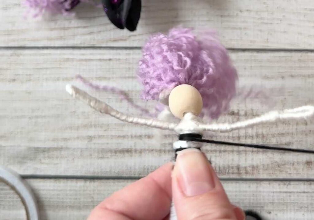 Easy Dollar Tree Halloween Craft Make a Witch tutorial - Wrapping the Stomach