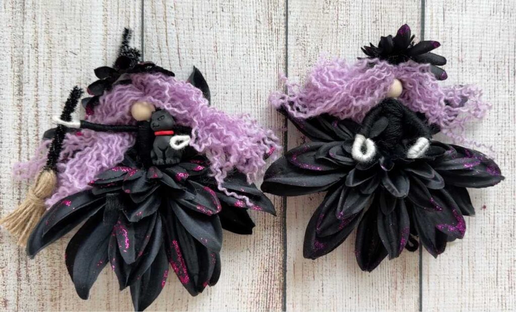 Easy Dollar Tree Halloween Craft Make a Witch tutorial - First attempt and second attempt