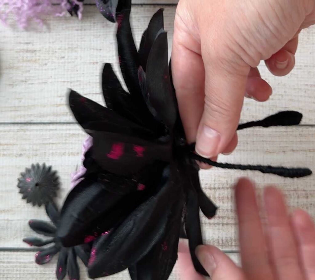 Easy Dollar Tree Halloween Craft Make a Witch tutorial - Wrapping Legs