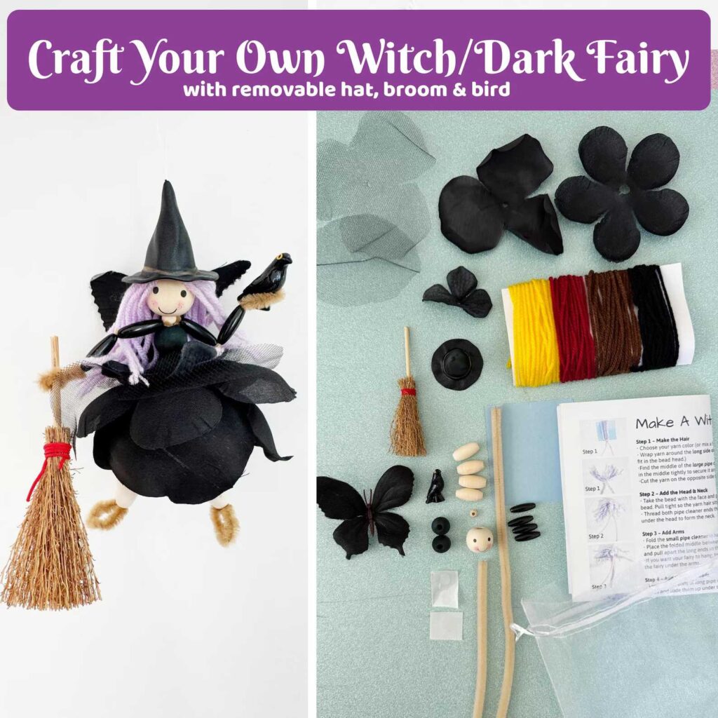 Halloween Witch Craft For Kids - Easy bead yarn and flowers - Flower Fairy Art