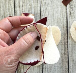 Blanket stitching the core to the skin of the apple