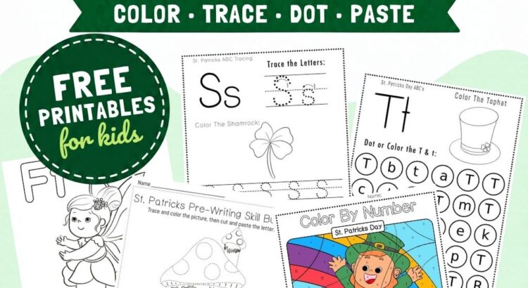 Free Printable St. Patricks Day Worksheets for Preschoolers and Kindergarteners Letter Tracing Dot Marker and More